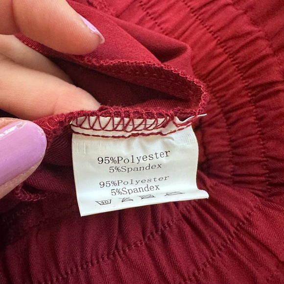 Red pants. Stretchy wide waistband. High waisted. - Picture 6 of 6